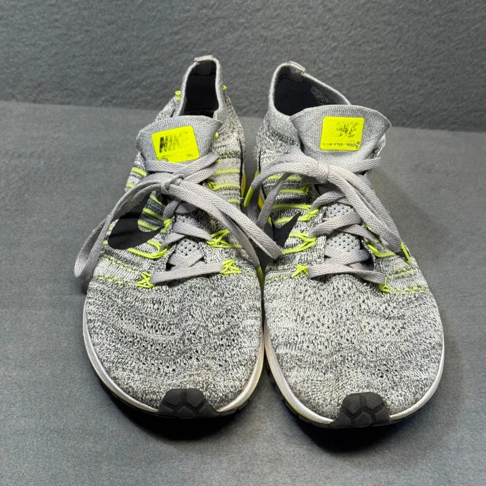 Nike Flyknit Streak Grey Volt Yellow Running Shoes 835994-007 Mens Size 10.5